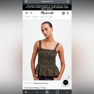 Madewell Smocked Peplum Top